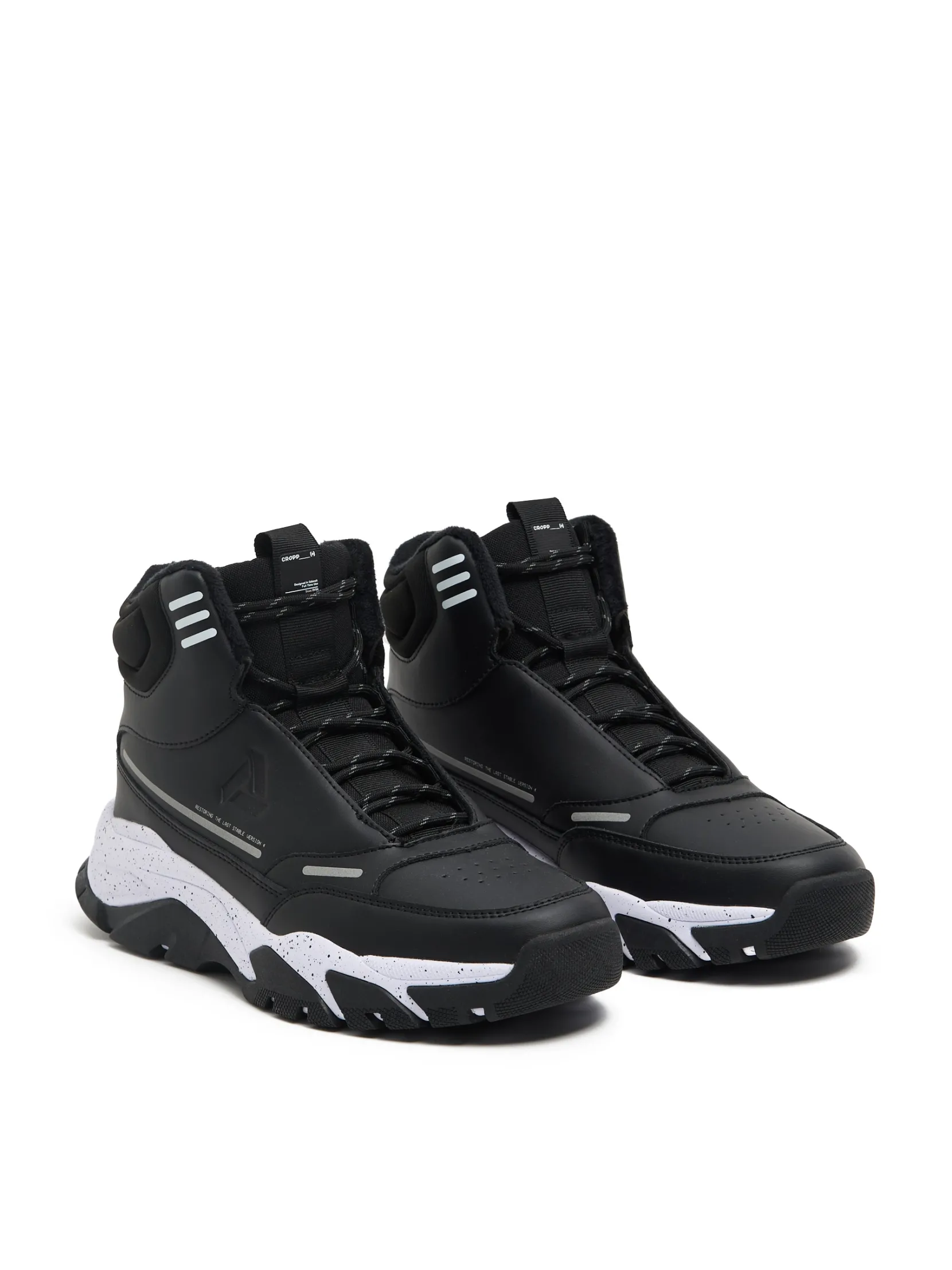 Sale Czarne wysokie sneakersy na zimę Sneakersy|Za Kostkę