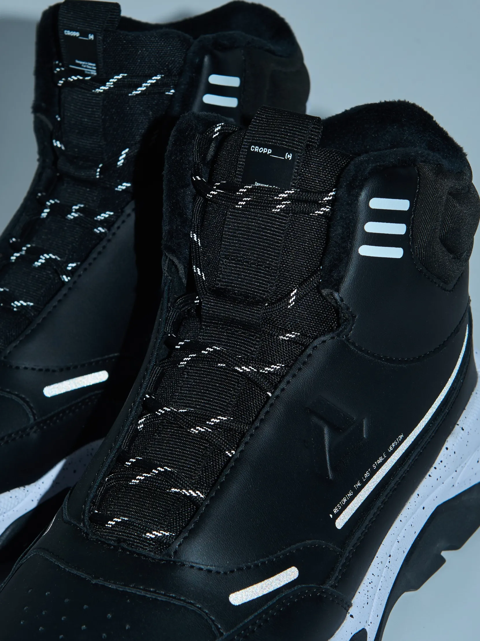 Sale Czarne wysokie sneakersy na zimę Sneakersy|Za Kostkę
