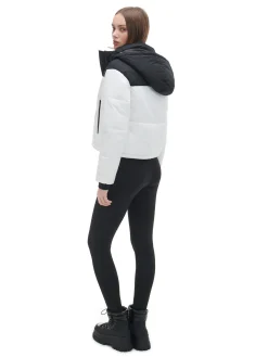 Discount Czarno-biała kurtka puffer z kapturem Kurtki, Płaszcze