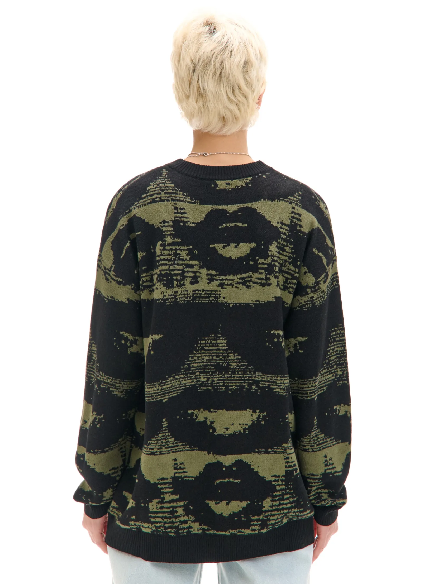Discount Czarny sweter z artystycznym nadrukiem Swetry