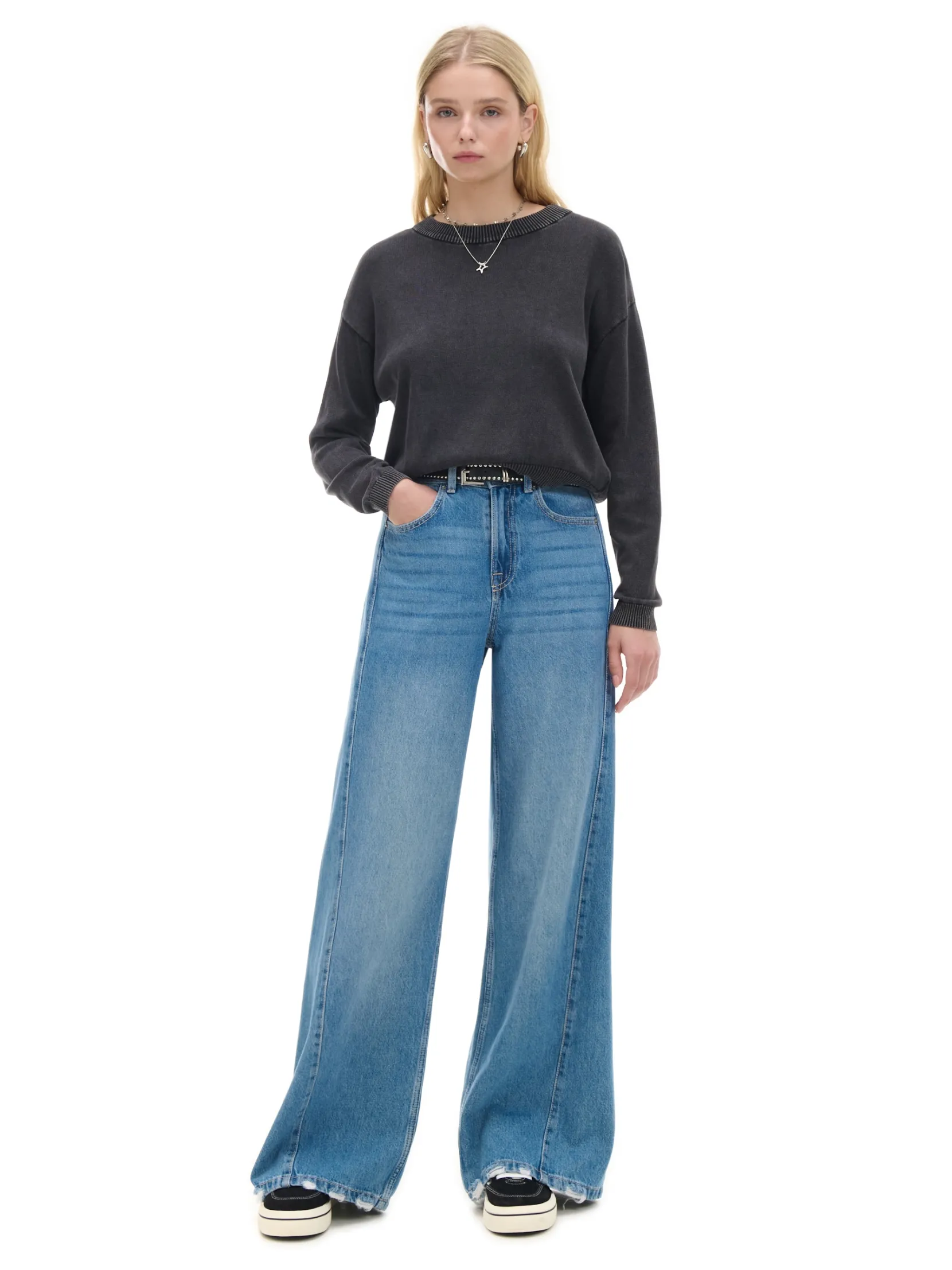Outlet sweter z efektem sprania Swetry