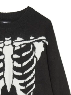 Outlet sweter z kontrastowym nadrukiem Swetry
