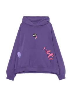 Online Fioletowa bluza z kapturem i nadrukami Bluzy