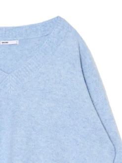 Online Gładki jasnoniebieski sweter Swetry