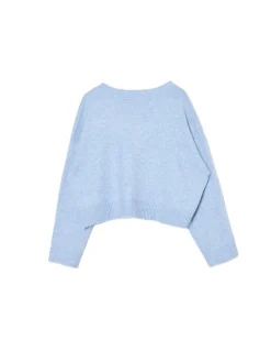 Online Gładki jasnoniebieski sweter Swetry