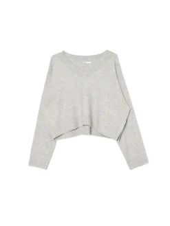 Hot Gładki jasnoszary sweter Swetry