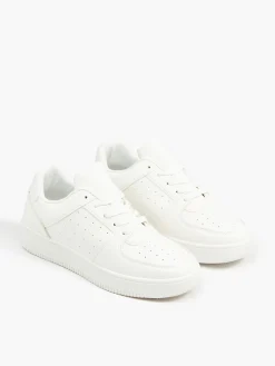 Hot Gładkie białe sneakersy Sneakersy
