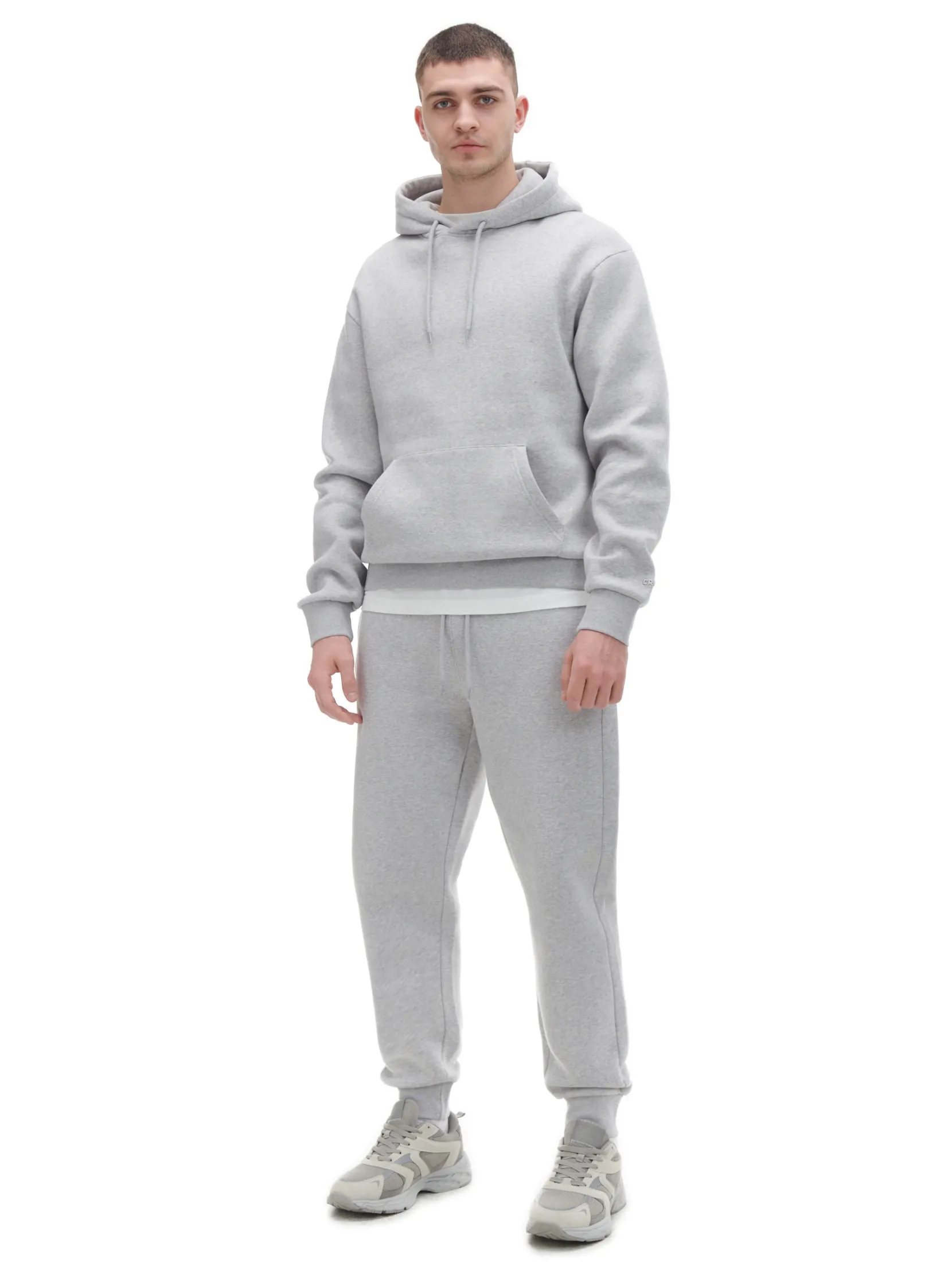 Outlet Gładkie szare joggery regular Spodnie|Sety