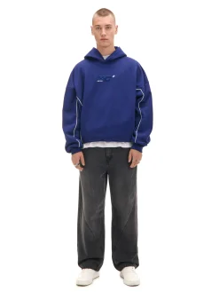 Hot Granatowa bluza hoodie z naszywkami Bluzy