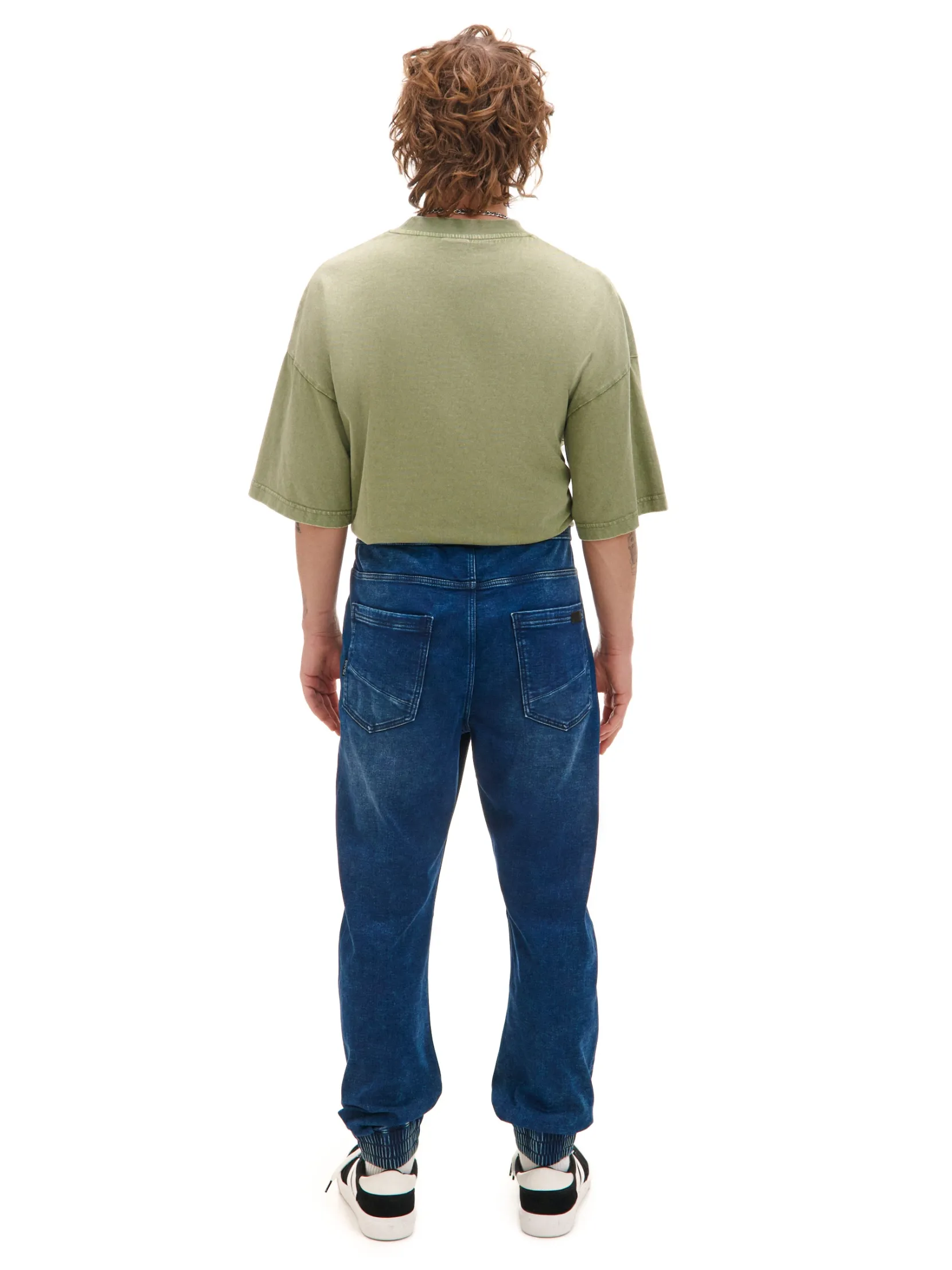 Discount Granatowe jeansowe joggery regular Jeansy
