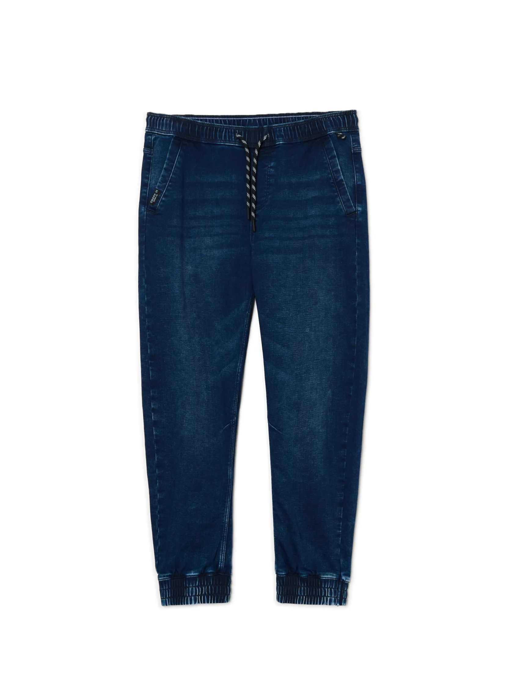Discount Granatowe jeansowe joggery regular Jeansy