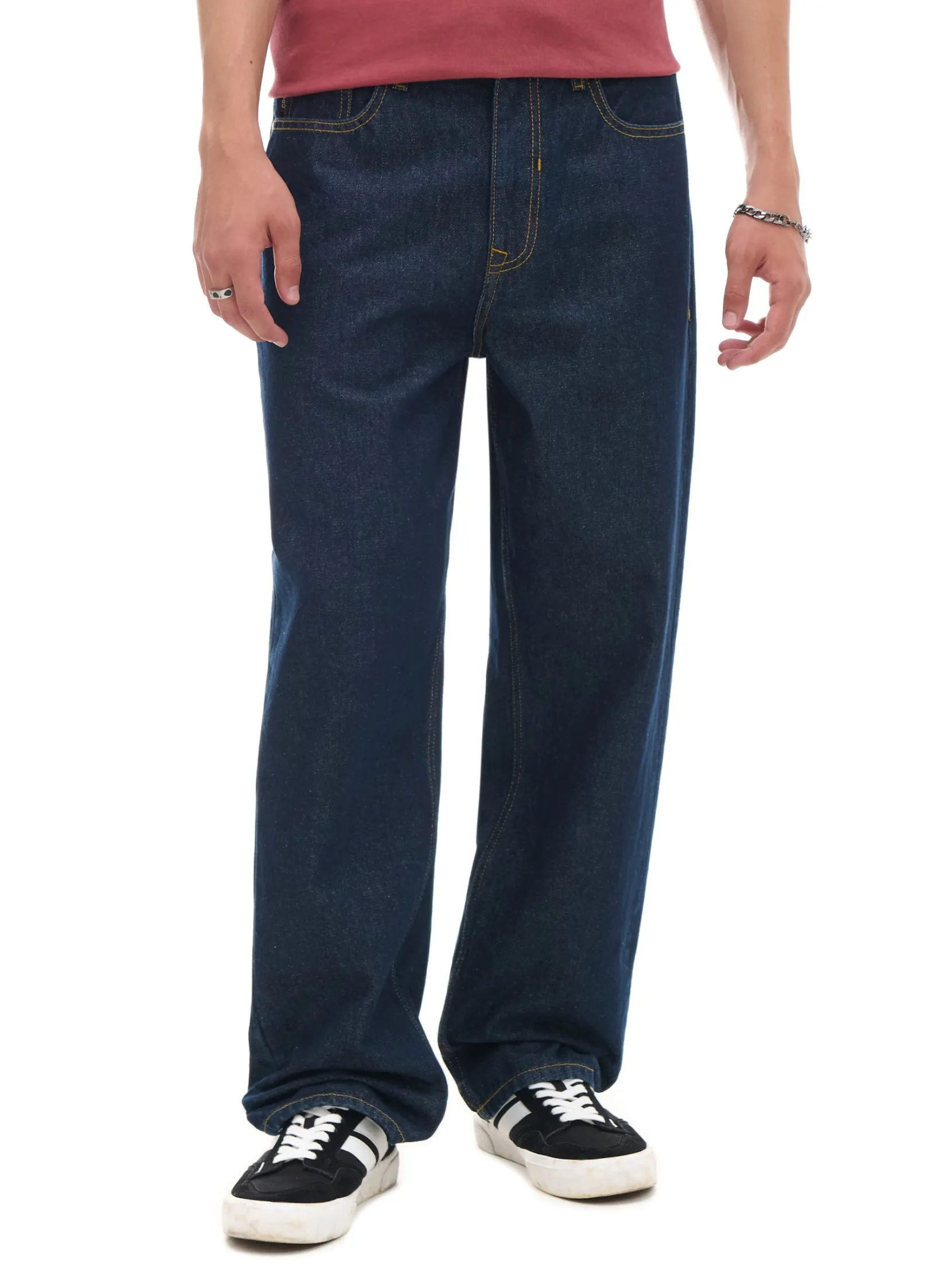 Hot Granatowe jeansy baggy Jeansy|Baggy