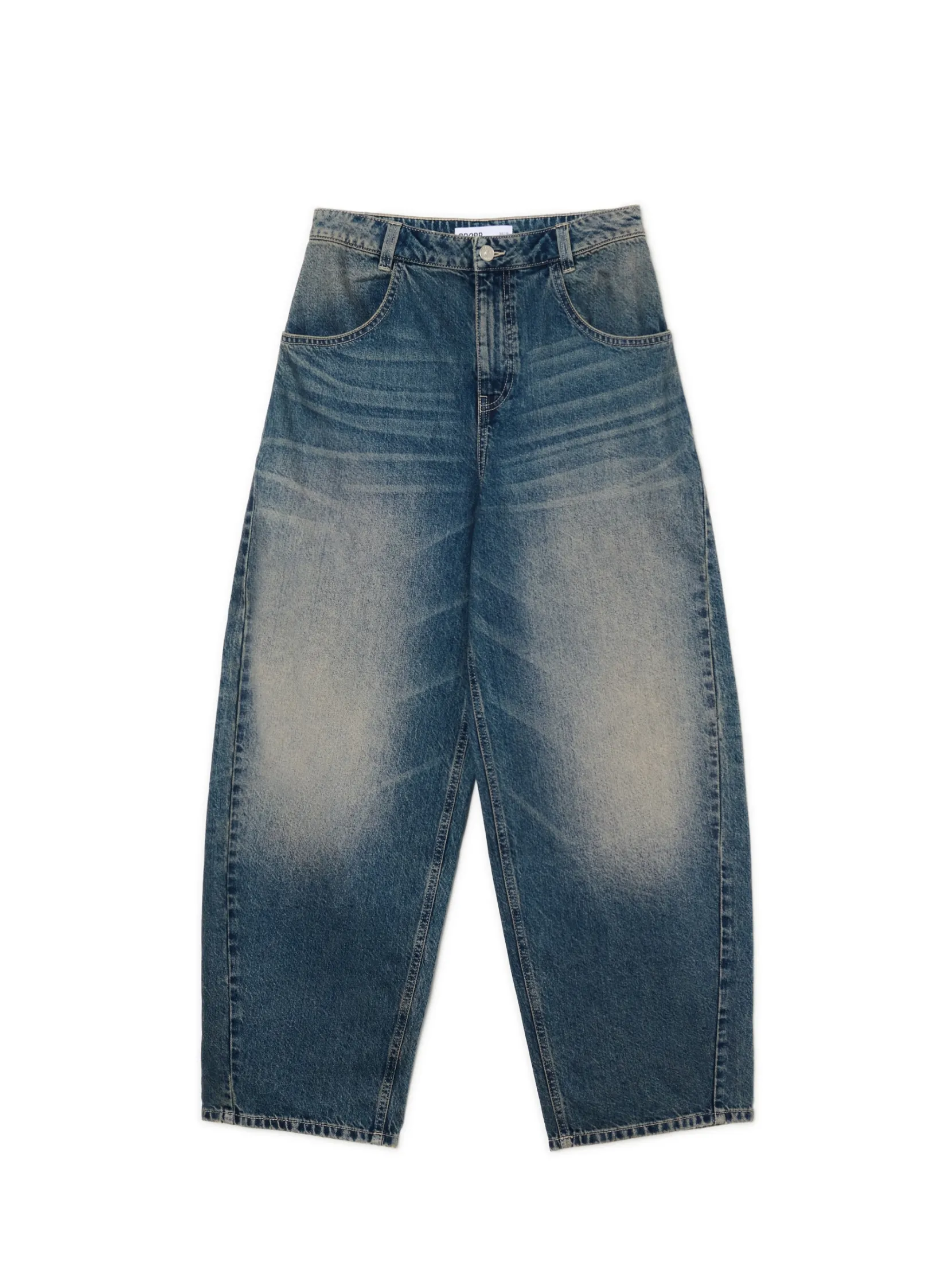 Outlet Granatowe jeansy skater z efektem sprania Jeansy