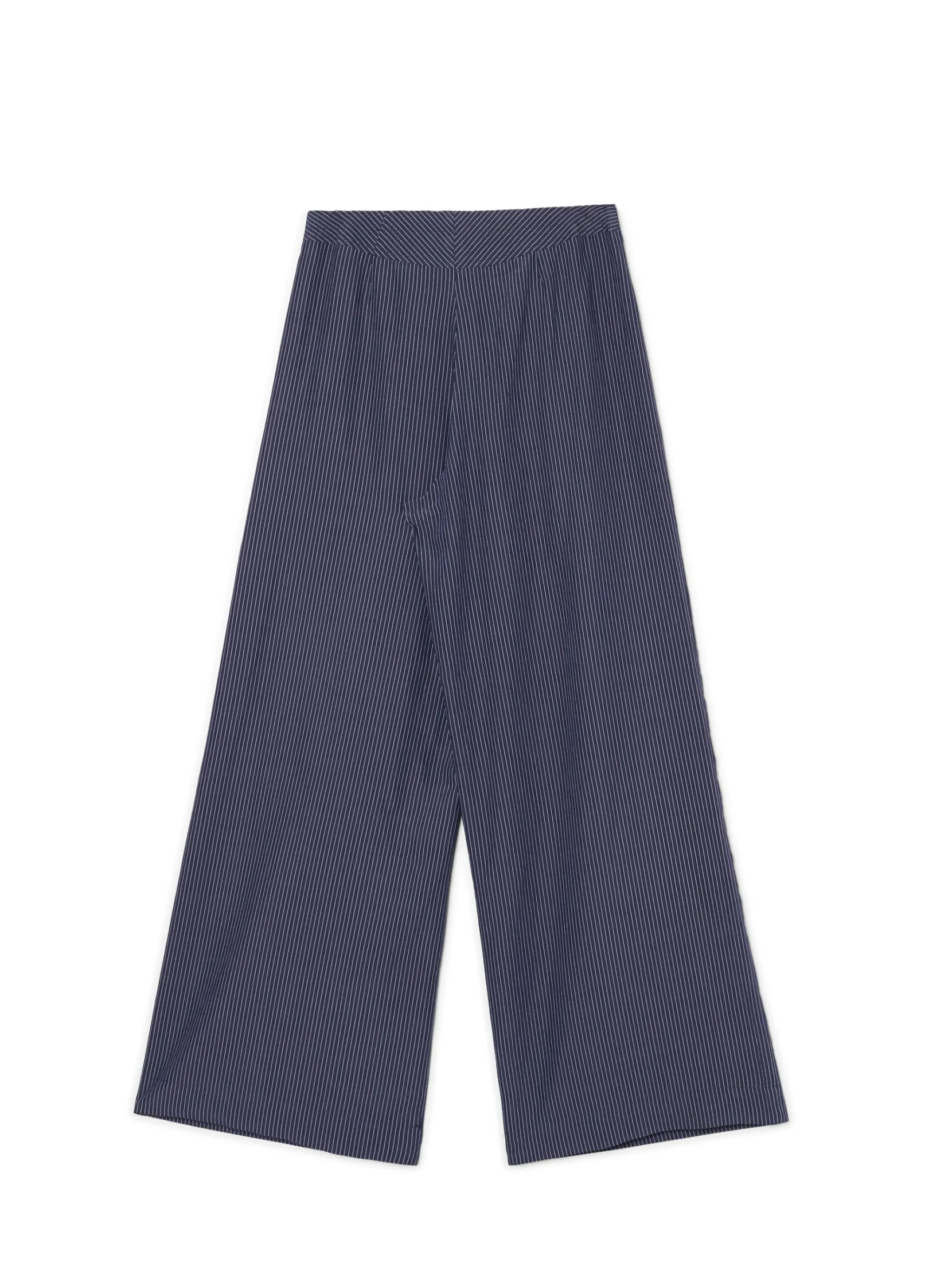 Discount Granatowe spodnie tailoring w paski Spodnie