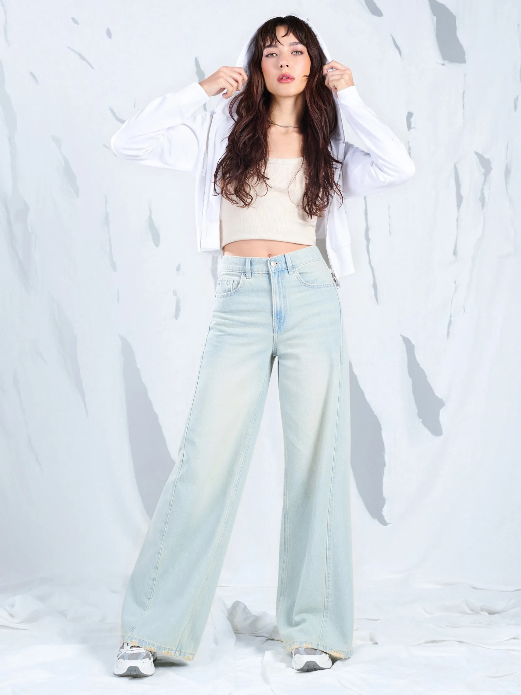 Outlet Jasne jeansy wide leg Jeansy