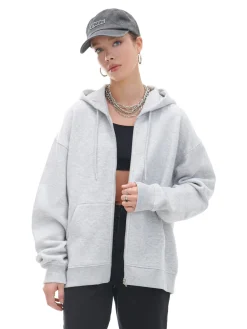 Fashion Jasnoszara rozpinana bluza oversize Bluzy