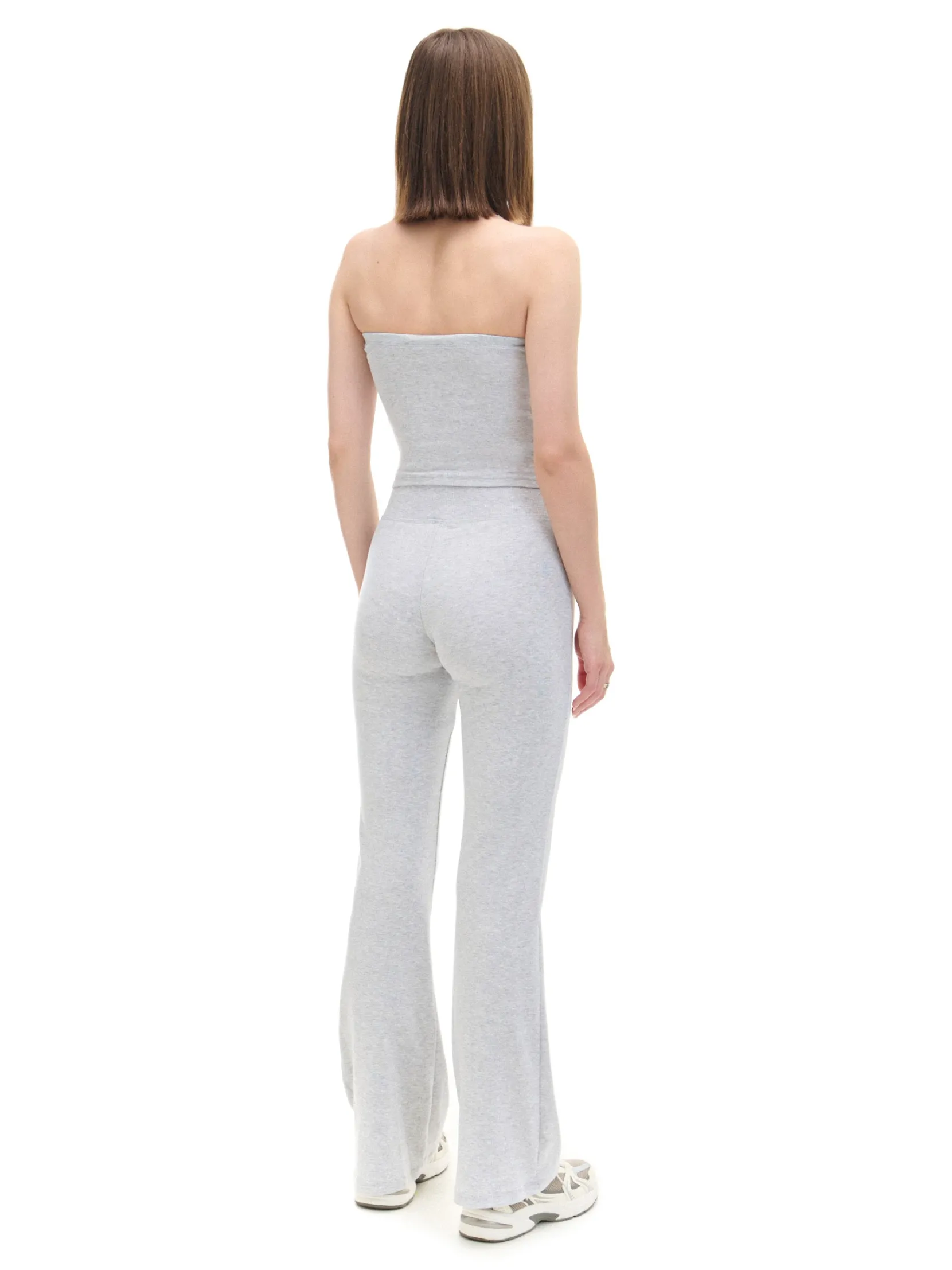 Fashion Jasnoszare dresy typu flare Spodnie
