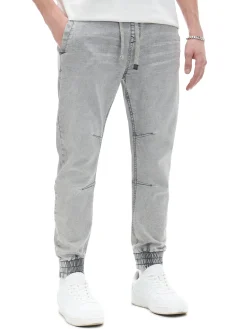 Sale Jasnoszare jeansowe joggery chino Jeansy