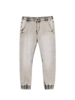 Sale Jasnoszare jeansowe joggery regular Jeansy