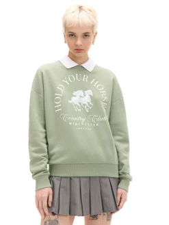 Online Jasnozielona bluza z kołnierzykiem Bluzy