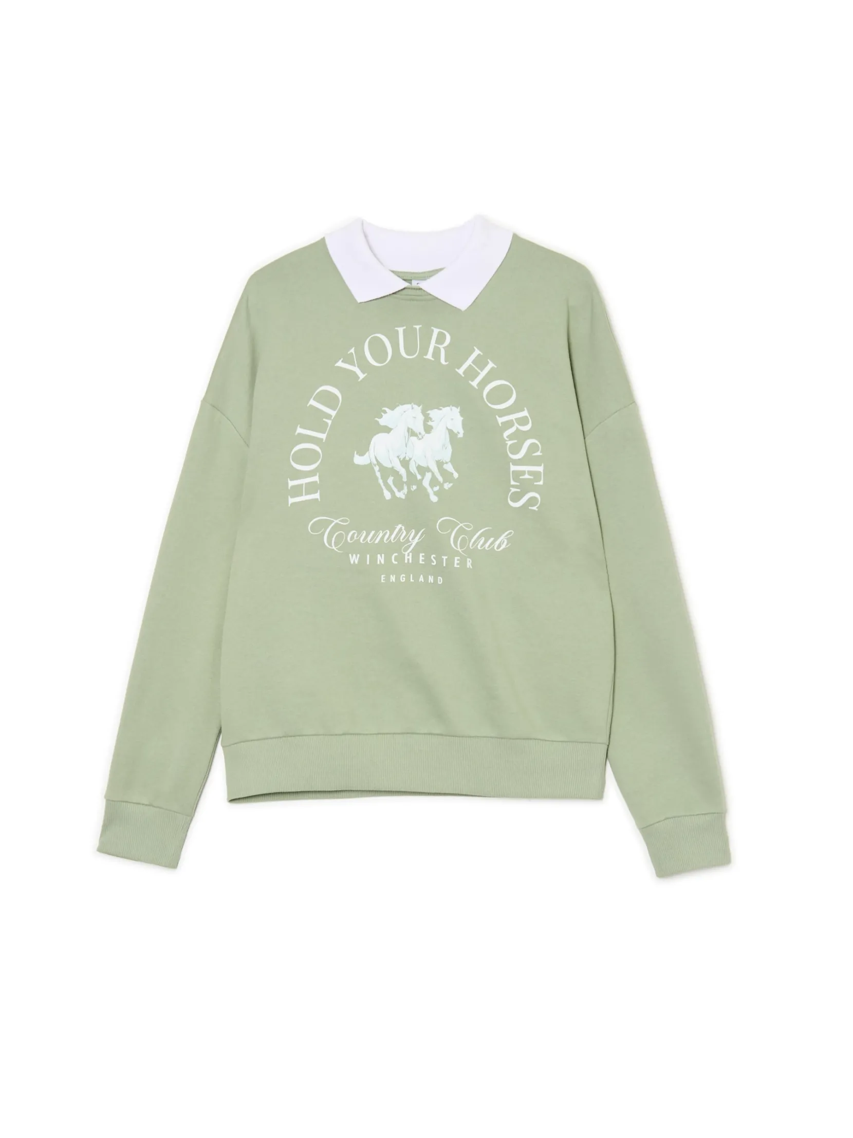 Online Jasnozielona bluza z kołnierzykiem Bluzy