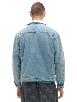 Outlet Jeansowa kurtka sherpa Kurtki, Płaszcze|Denim
