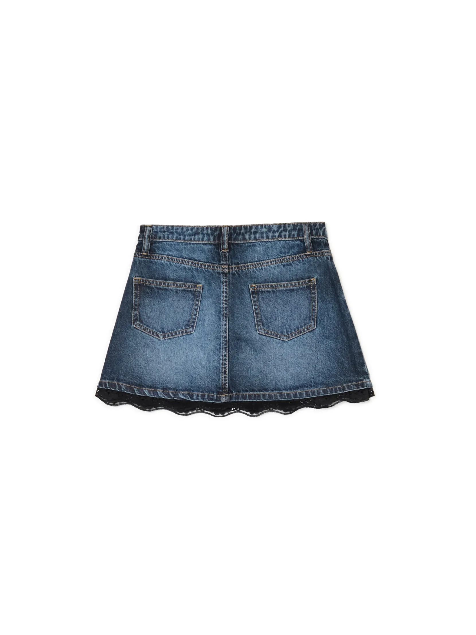New Jeansowa spódnica mini z koronką Spódnice
