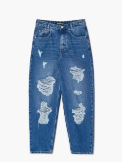 New Jeansy barrel z przetarciami Jeansy