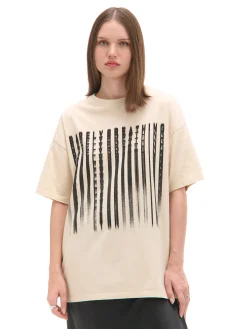 Sale Kremowa koszulka oversize z nadrukiem Koszulki, Topy