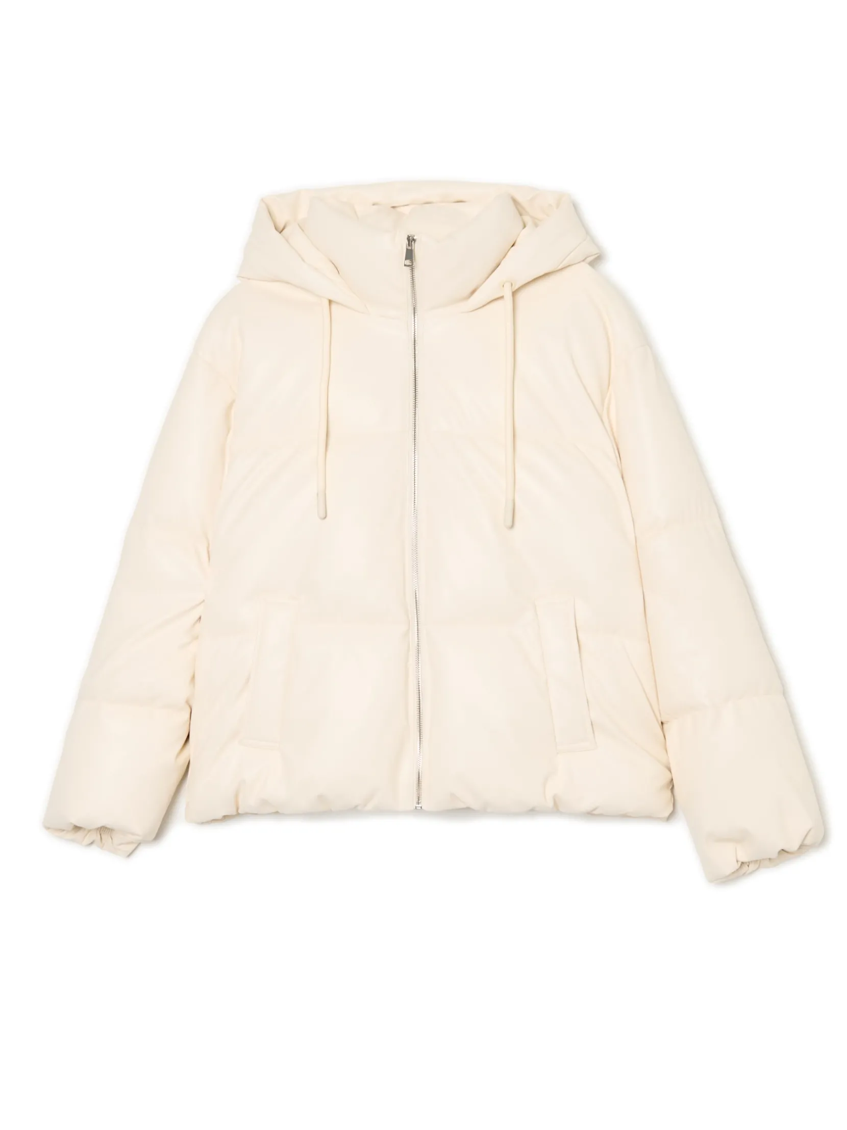 Discount Kremowa kurtka puffer z kapturem Kurtki, Płaszcze