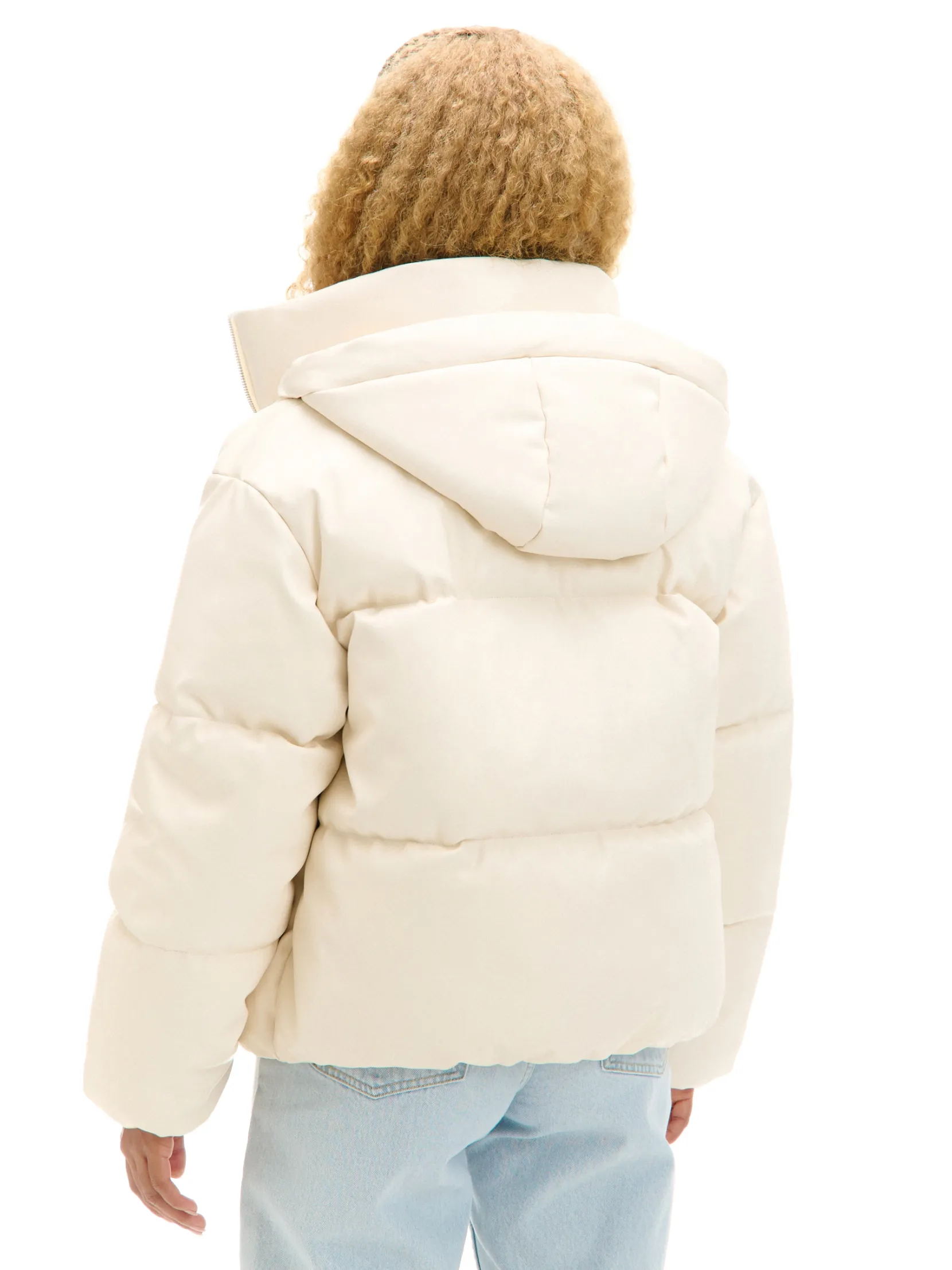 Discount Kremowa kurtka puffer z kapturem Kurtki, Płaszcze