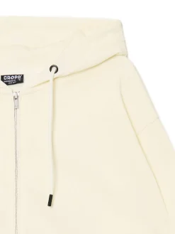 Fashion Kremowa rozpinana bluza z kapturem Bluzy|Sety