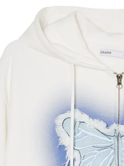 Sale Krótka biała bluza z motylem Bluzy