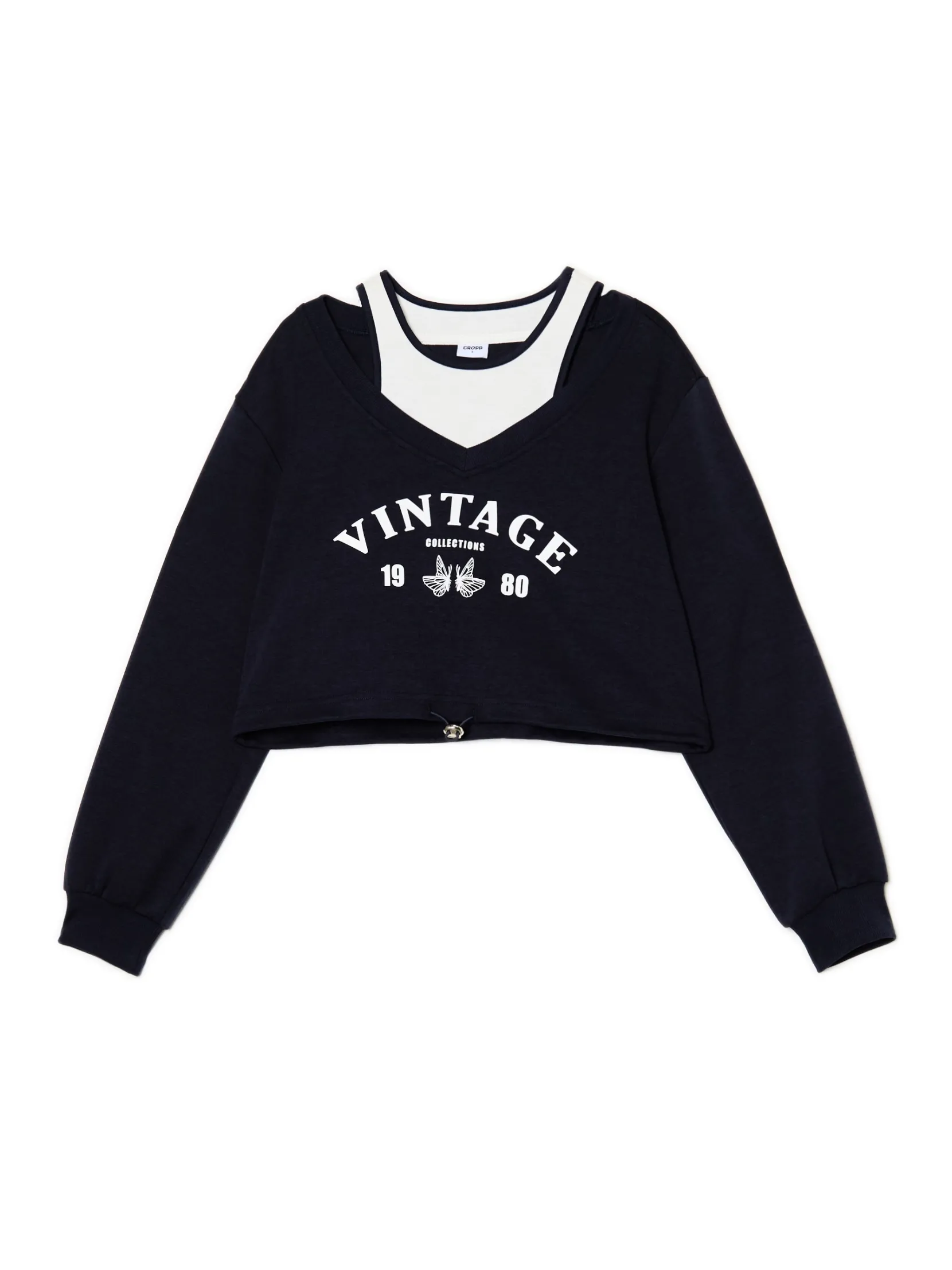Discount Krótka bluza z topem i nadrukiem Bluzy|Sety