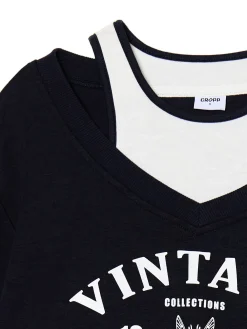 Discount Krótka bluza z topem i nadrukiem Bluzy|Sety
