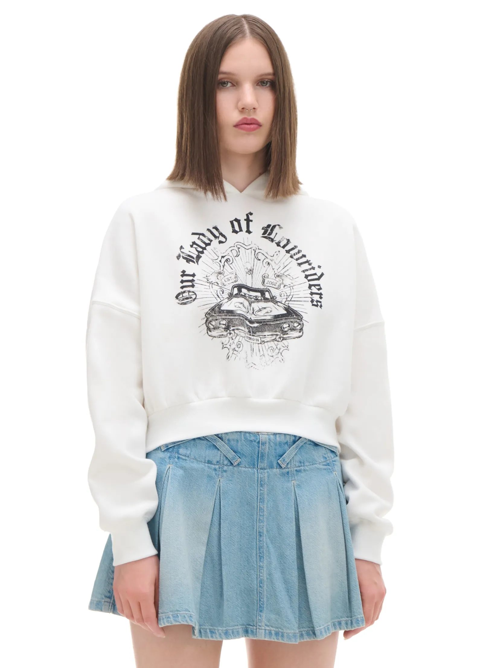 Fashion Krótka bluza ze spranym nadrukiem Bluzy
