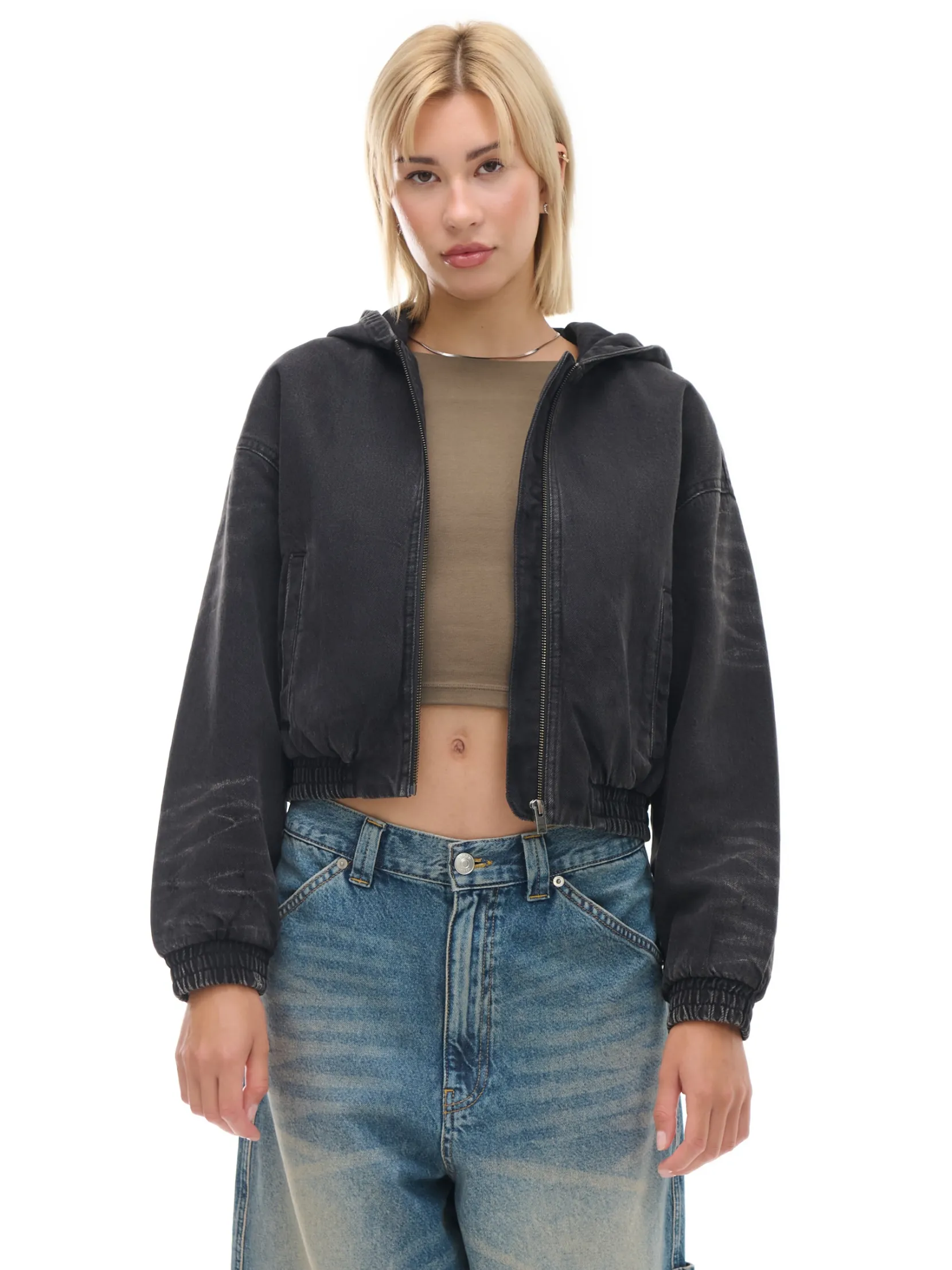 Fashion Kurtka jeansowa z efektem sprania Kurtki, Płaszcze