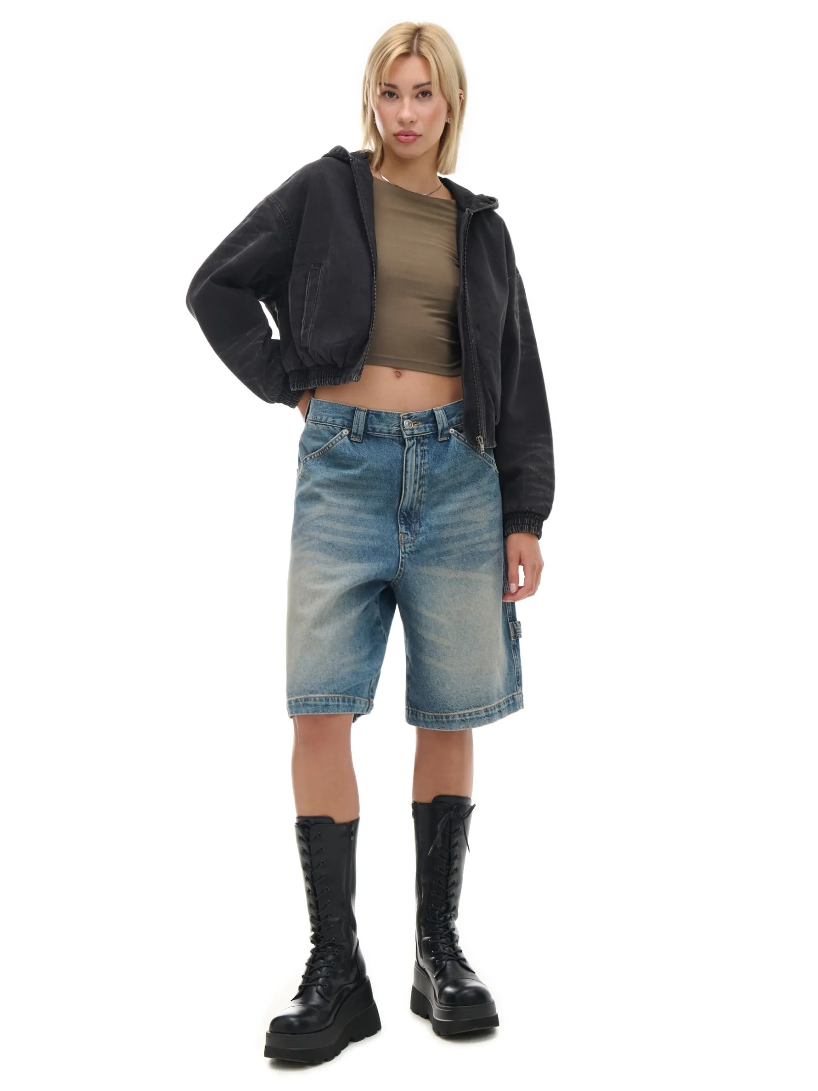 Fashion Kurtka jeansowa z efektem sprania Kurtki, Płaszcze