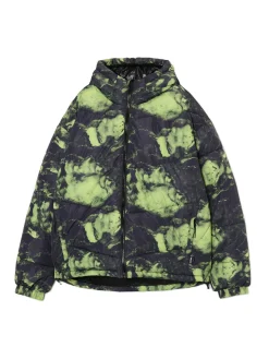Fashion Kurtka puffer z kapturem i organicznym wzorem Kurtki Zimowe|Kurtki, Płaszcze
