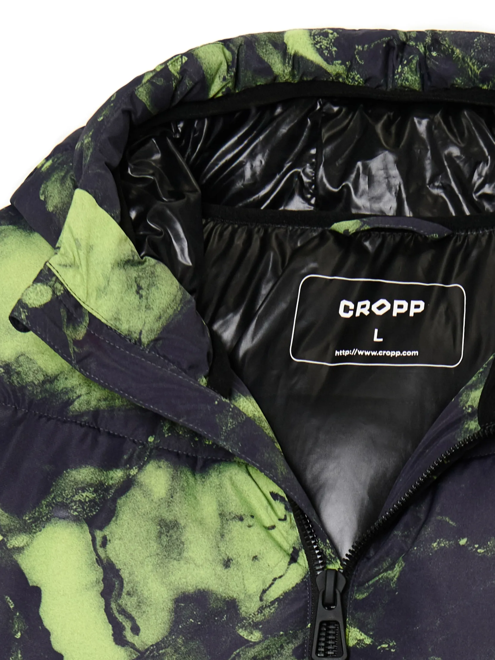 Fashion Kurtka puffer z kapturem i organicznym wzorem Kurtki Zimowe|Kurtki, Płaszcze