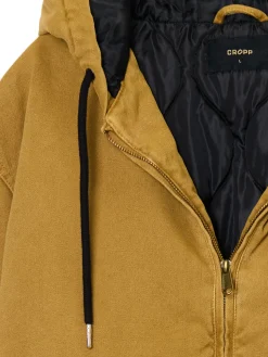 Outlet Miodowa kurtka bomber z kapturem Kurtki Zimowe|Kurtki, Płaszcze