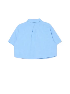 Fashion Niebieska koszula w retro stylu Koszule, Bluzki