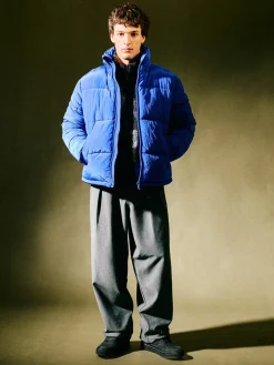 Sale Niebieska kurtka puffer ze stójką Kurtki Zimowe|Kurtki, Płaszcze