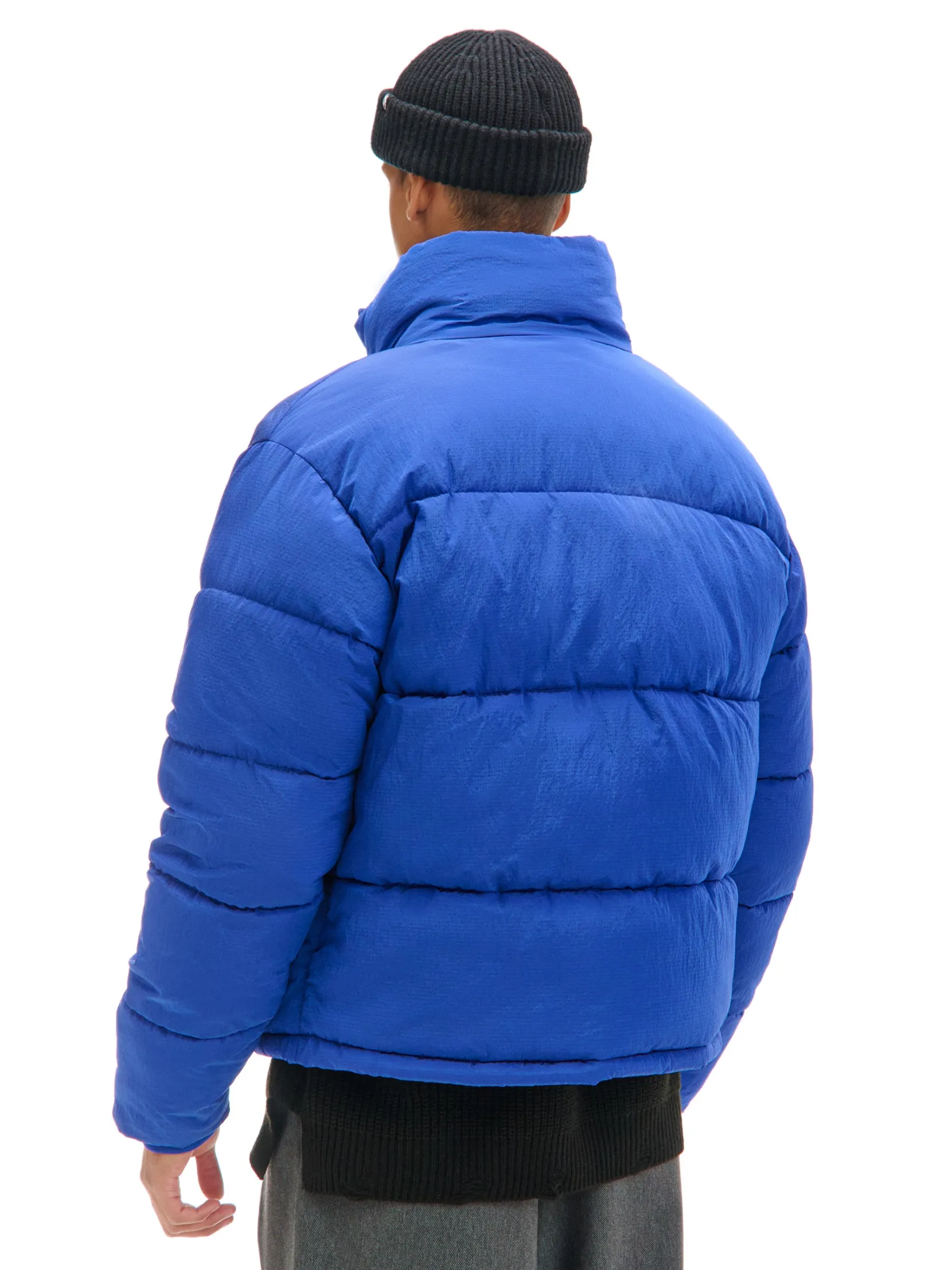 Sale Niebieska kurtka puffer ze stójką Kurtki Zimowe|Kurtki, Płaszcze