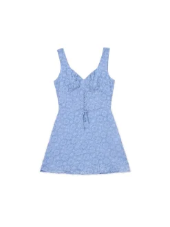 New Niebieska sukienka mini w kwiaty Sukienki, Kombinezony