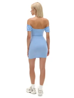 Hot Niebieska sukienka mini z krótkimi rękawkami Sukienki, Kombinezony
