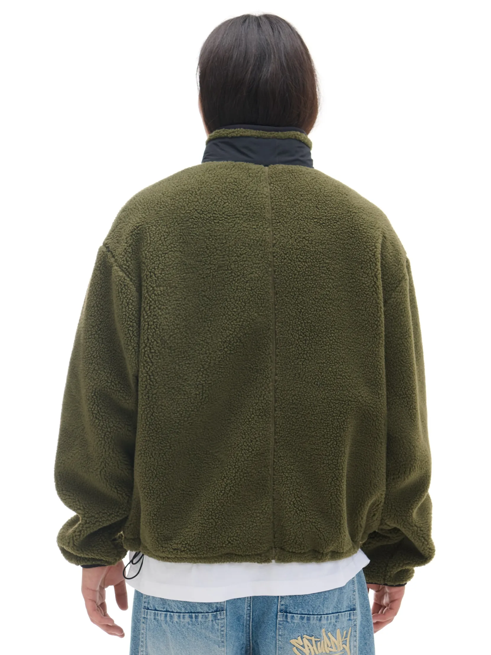 Fashion Oliwkowa bluza sherpa Bluzy
