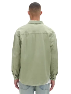 Hot Oliwkowa koszula z kieszeniami Denim|Koszule