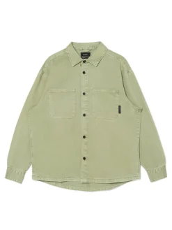 Hot Oliwkowa koszula z kieszeniami Denim|Koszule