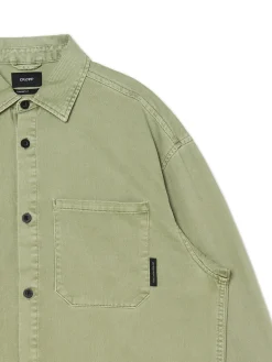 Hot Oliwkowa koszula z kieszeniami Denim|Koszule
